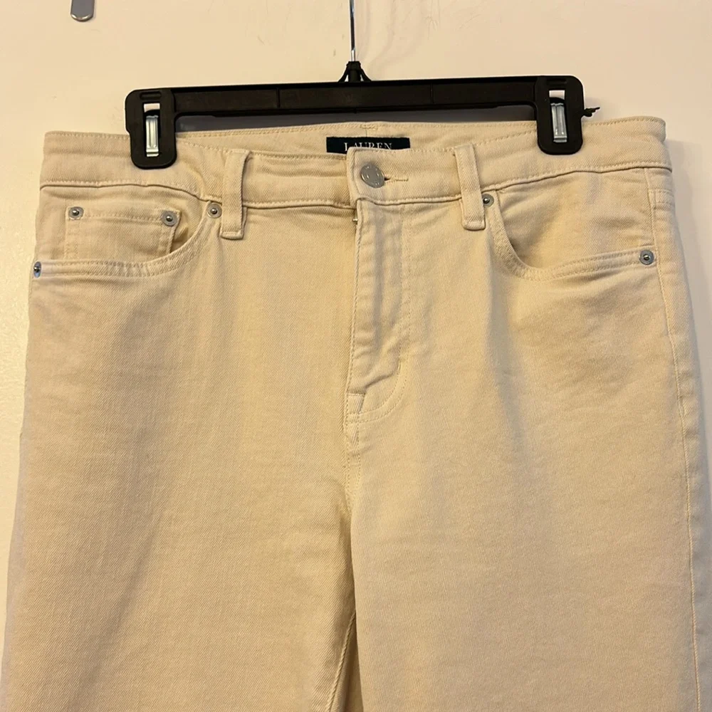 Lauren Ralph Lauren cream colored straight leg ankle length jean - Picture 2 of 3